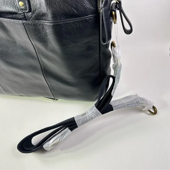 NEW Men’s Fossill HaskellBlack Leather Men's Briefcase/Laptop Bag - Picture 16 of 16